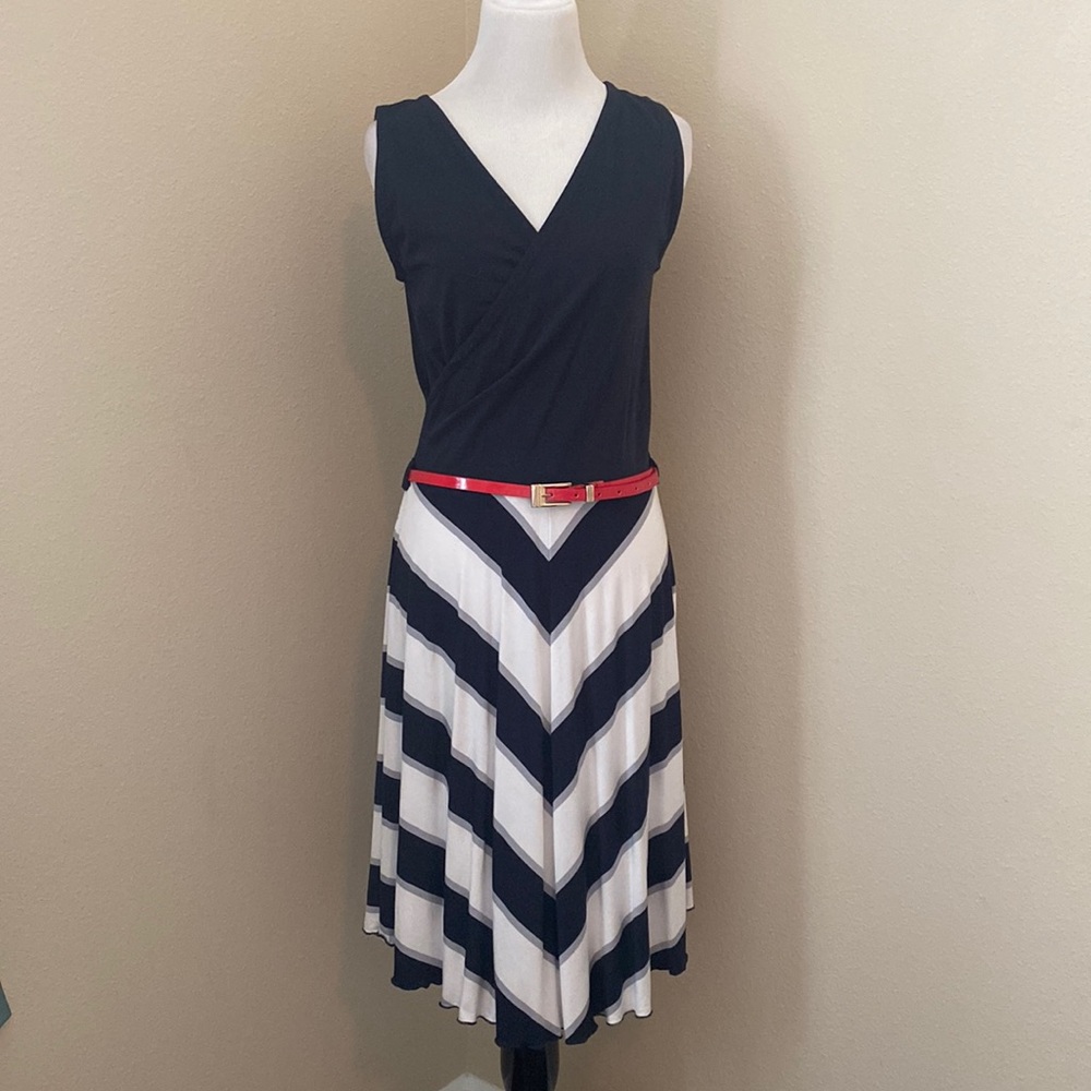 Blue and white dress